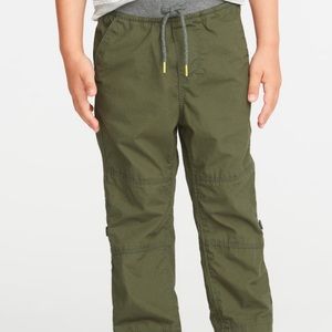 Old Navy Green Rib-Waist Poplin Roll-Up Pants